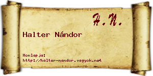 Halter Nándor névjegykártya